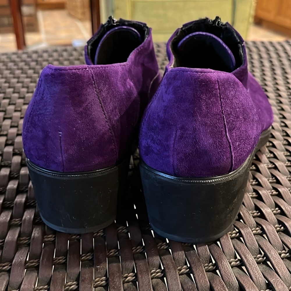 Hush Puppies Suede/ Leather heeled Loafer In Purple Size 10W - Picture 4 of 10